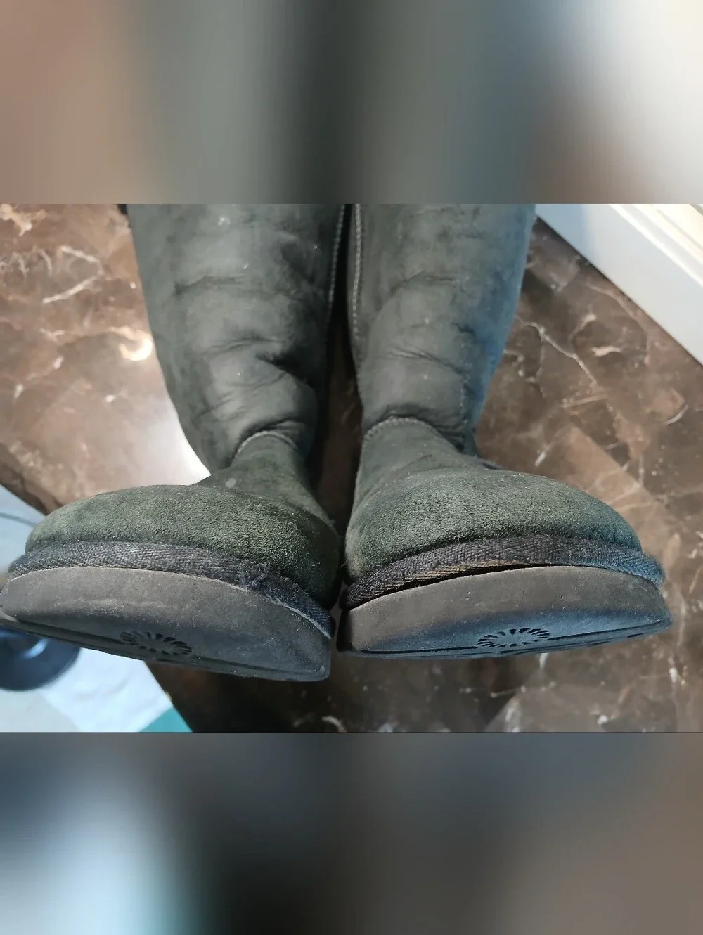 UGG Black Suede Tall Bow-Back Winter Boots